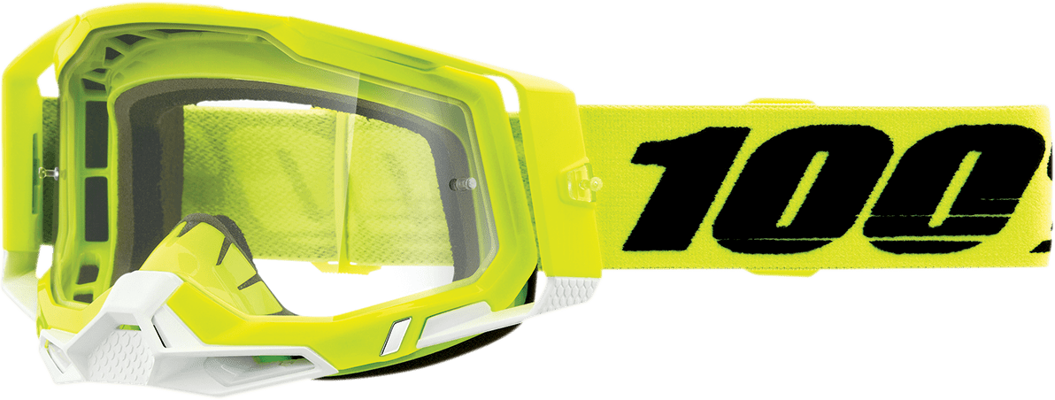 100% Racecraft 2 Goggles - Fluo Yellow - Clear 50009-00004 - Electrek Moto