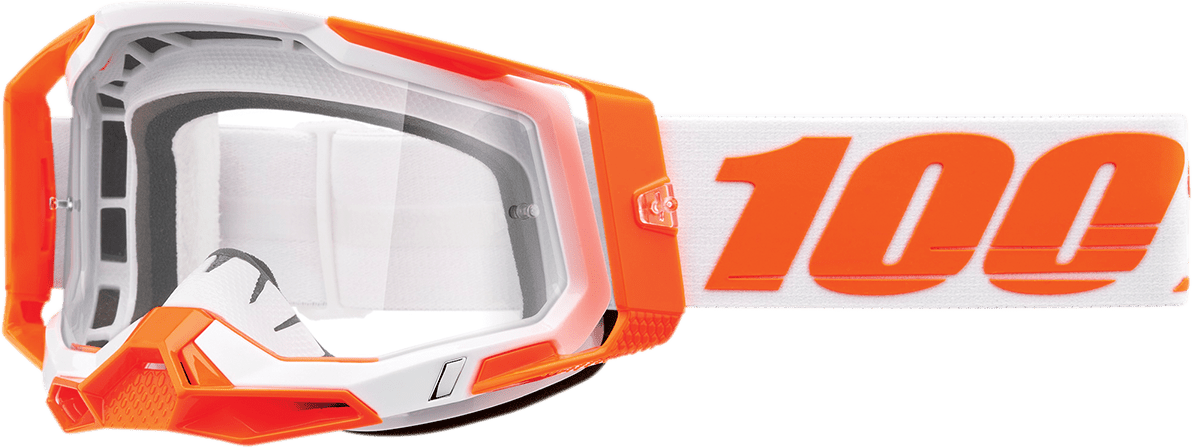 100% Racecraft 2 Goggles - Orange - Clear 50009-00013 - Electrek Moto