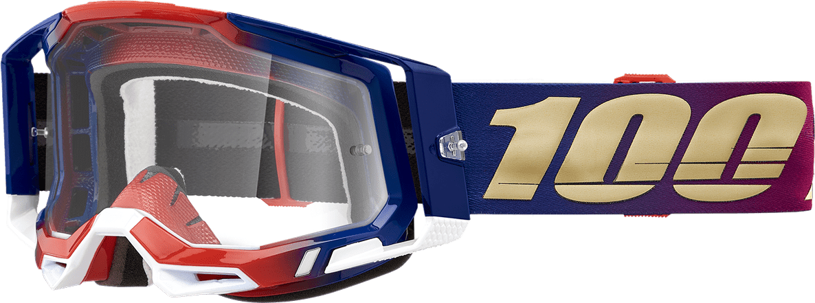 100% Racecraft 2 Goggles - United - Clear 50009-00009 - Electrek Moto