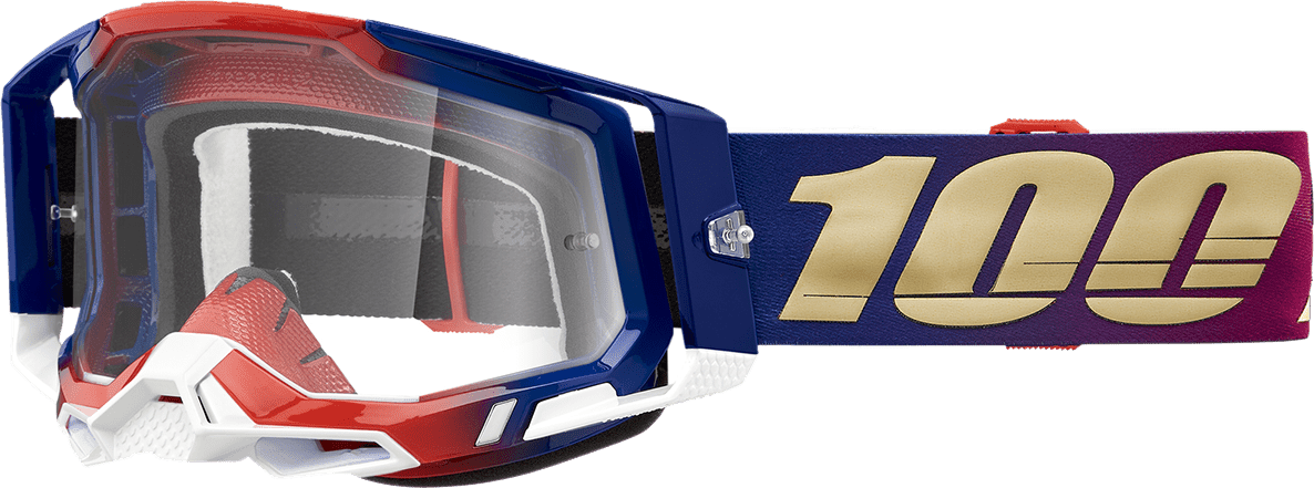 100% Racecraft 2 Goggles - United - Clear 50009-00009 - Electrek Moto
