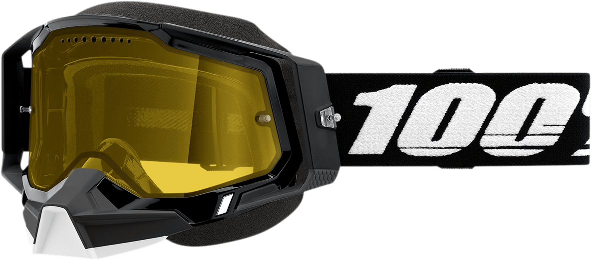 100% Racecraft 2 Snow Goggles - Black - Yellow 50011-00001 - Electrek Moto