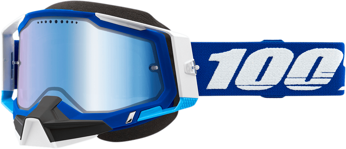 100% Racecraft 2 Snow Goggles - Blue - Blue Mirror 50012-00002 - Electrek Moto