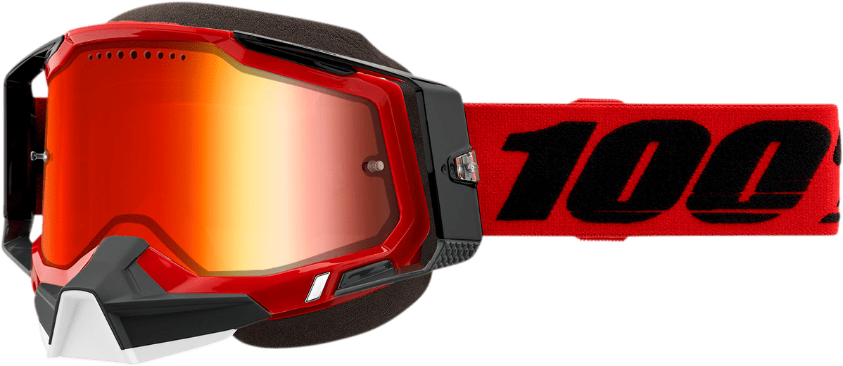 100% Racecraft 2 Snow Goggles - Red - Red Mirror 50012-00003 - Electrek Moto