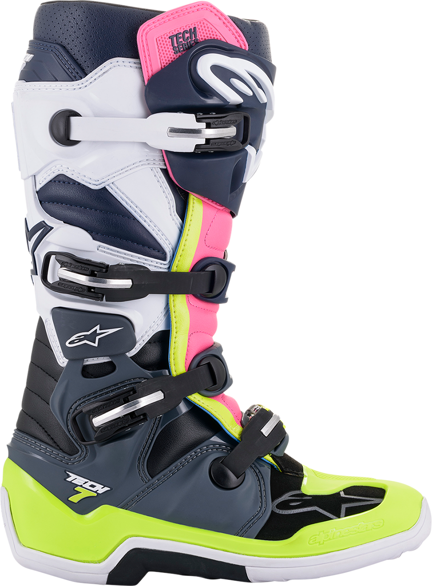 ALPINESTARS Tech 7 Boots - Black/Pink/White/Yellow - US 14 2012014-9076-14
