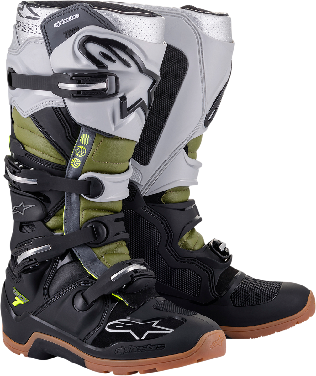 ALPINESTARS Tech 7 Boots - Black/Silver/Green - US 7 2012114-1916-7
