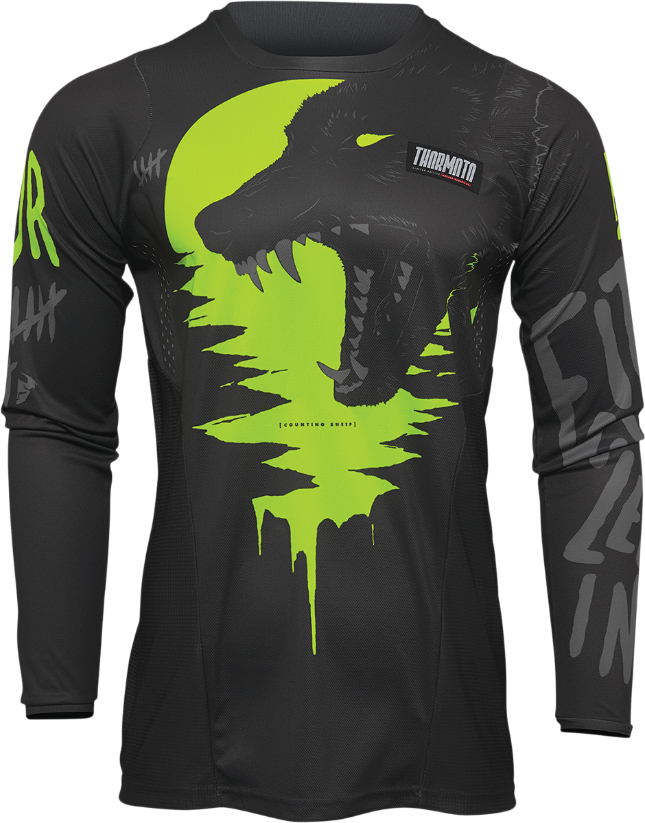 THOR Youth Pulse Counting Sheep Jersey - Charcoal/Acid - Large 2912-2079