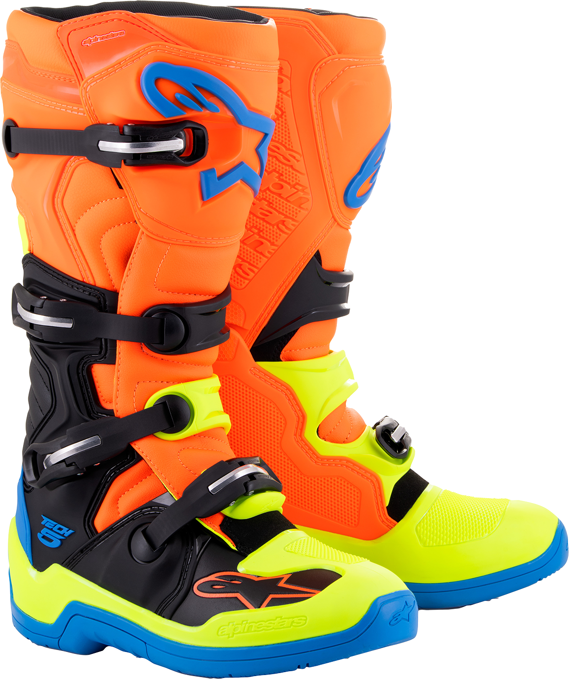 ALPINESTARS Tech 5 Boots - Orange Fluorescent/Blue/Yellow Fluorescent - US 12 2015015-4755-12