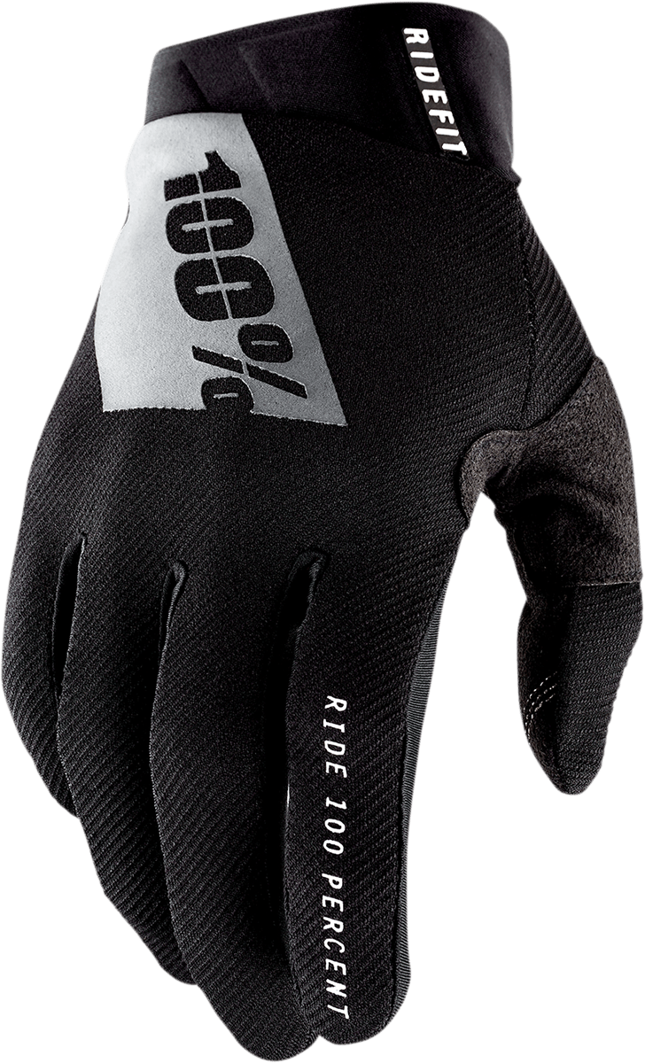 100% Ridefit Gloves - Black - Medium 10010-00001 - Electrek Moto