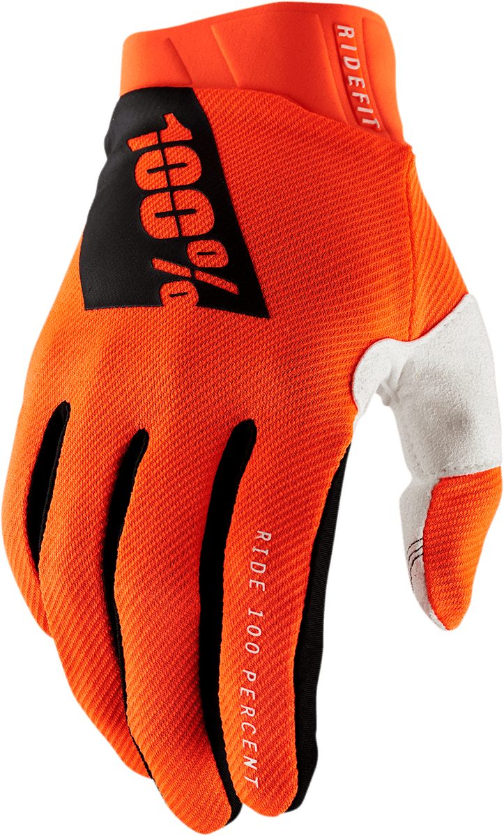 100% Ridefit Gloves - Fluorescent Orange - 2XL 10010-00009 - Electrek Moto