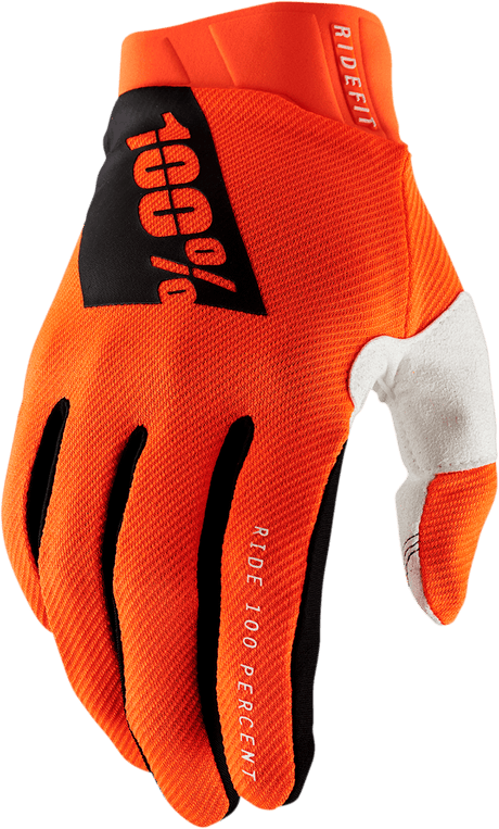 100% Ridefit Gloves - Fluorescent Orange - XL 10010-00008 - Electrek Moto