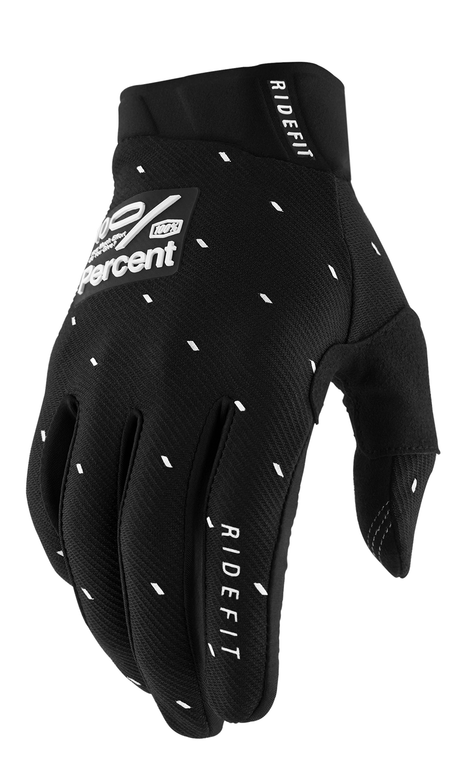 100% Ridefit Gloves - Slasher Black - Medium 10010-00036 - Electrek Moto