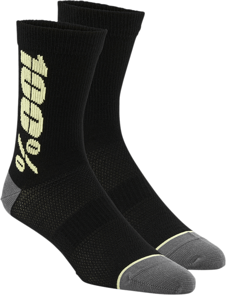 100% Rythym Socks - Black/Yellow - Large/XL 24006-014-18 - Electrek Moto