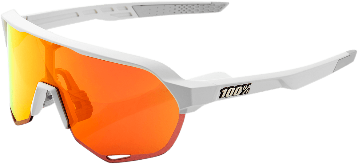 100% S2 Sunglasses - White - Red Mirror 60006-00007 - Electrek Moto