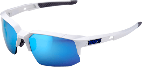 100% Speedcoupe Sunglasses - White - Blue Mirror 61031-000-75 - Electrek Moto