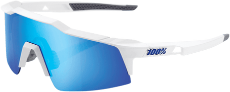 100% Speedcraft XS Sunglasses - White - Blue Mirror 60009-00001 - Electrek Moto