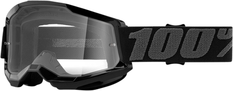 100% Strata 2 Goggles - Black - Clear 50027-00001 - Electrek Moto