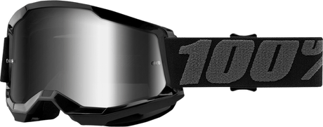 100% Strata 2 Goggles - Black - Silver Mirror 50028-00001 - Electrek Moto