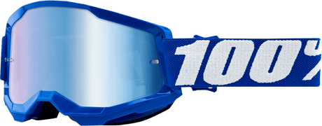 100% Strata 2 Goggles - Blue - Blue Mirror 50028-00002 - Electrek Moto