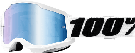 100% Strata 2 Goggles - Everest - Blue Mirror 50028-00009 - Electrek Moto