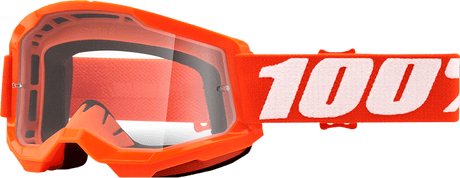 100% Strata 2 Goggles - Orange - Clear 50027-00005 - Electrek Moto