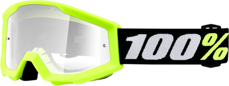 100% Strata Mini Goggles - Yellow - Clear Lens 50033-00003 - Electrek Moto