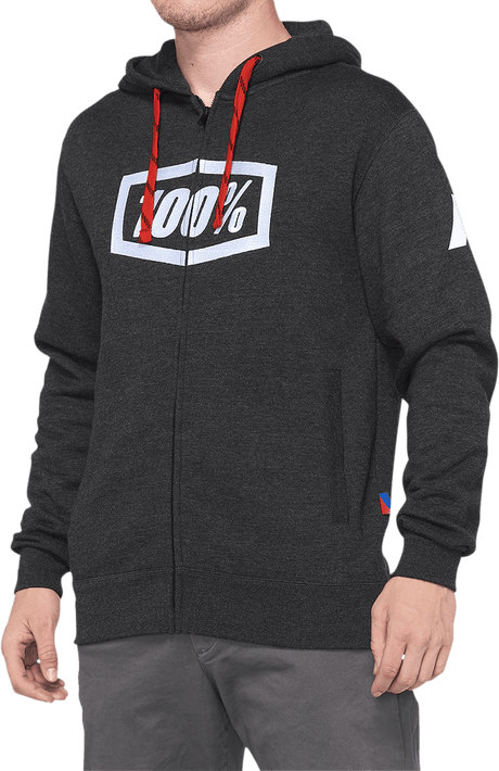 100% Syndicate Fleece Zip Up Hoodie - Heather Black - 2XL 20032-00004 - Electrek Moto