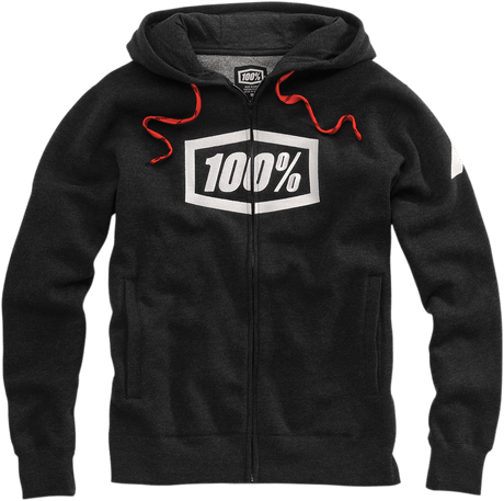 100% Syndicate Fleece Zip-Up Hoodie - Heather Black/White - Large 20032-00002 - Electrek Moto