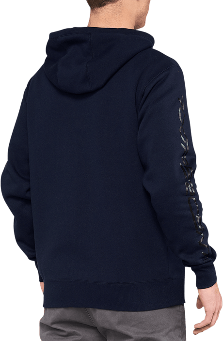 100% Syndicate Fleece Zip-Up Hoodie - Navy/Black - Large 36017-402-12 - Electrek Moto