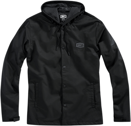 100% Tempus Hooded Snap Jacket - Black - Large 20038-00002 - Electrek Moto