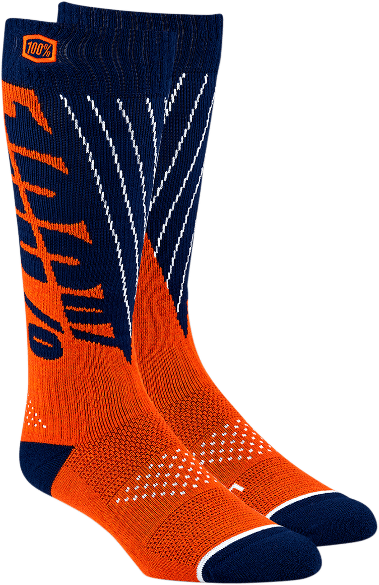 100% Torque Comfort Moto Socks - Navy/Orange - Small/Medium 24007-214-17 - Electrek Moto