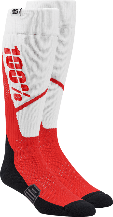100% Torque Comfort Moto Socks - White/Red - Large/XL 20053-00010 - Electrek Moto