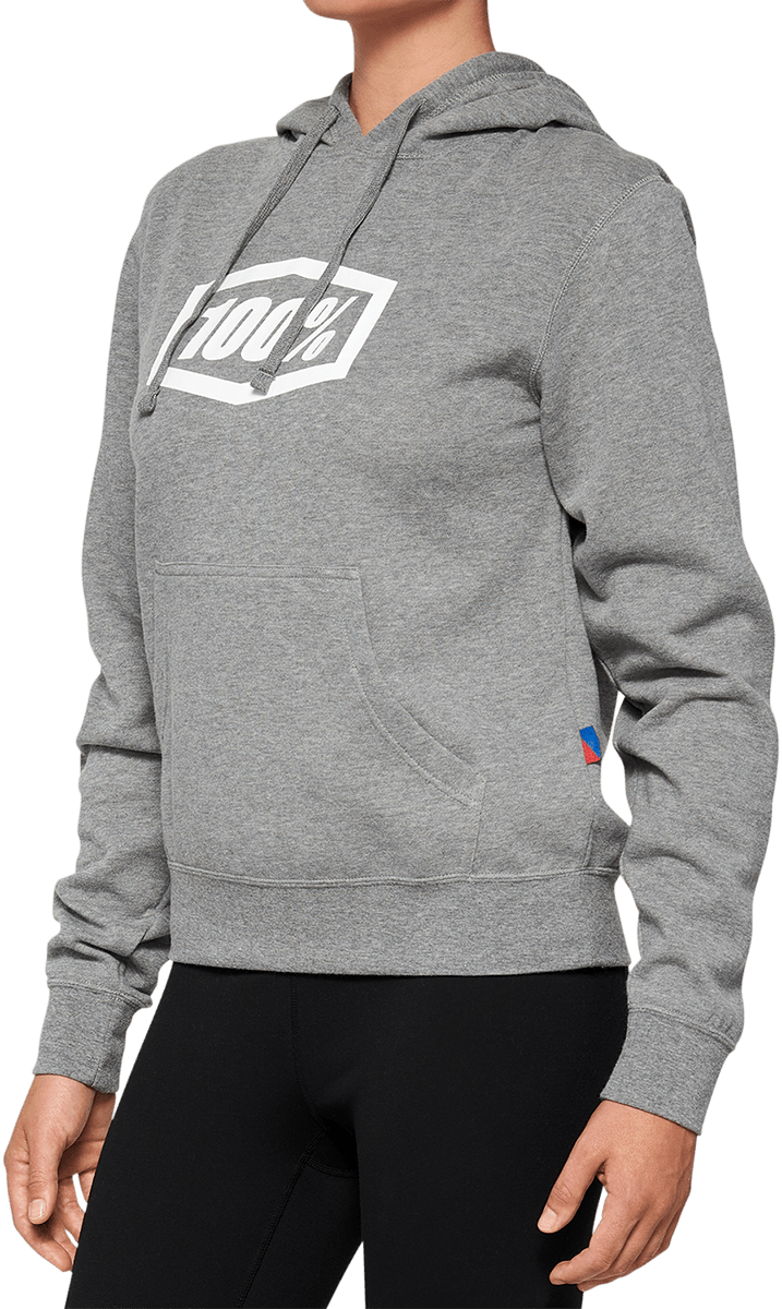 100% Women's Icon Hoodie - Heather Gray - Small 20031-00004 - Electrek Moto