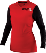 100% Women's Ridecamp Jersey - Long-Sleeve - Red - Medium 44402-003-11 - Electrek Moto