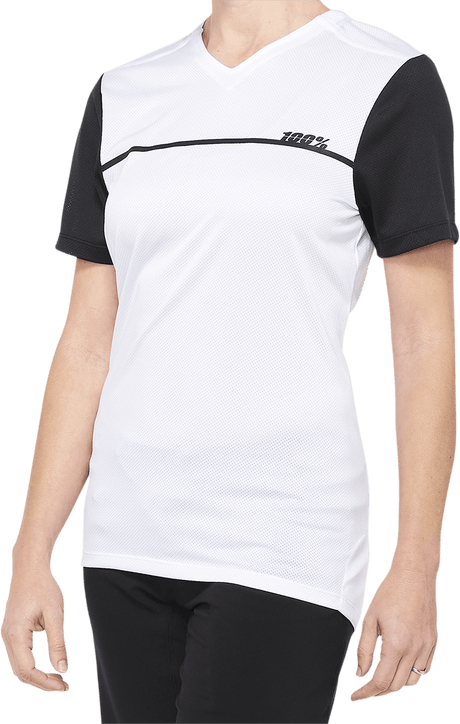 100% Women's Ridecamp Jersey - Short-Sleeve - White/Black - Large 40035-00008 - Electrek Moto