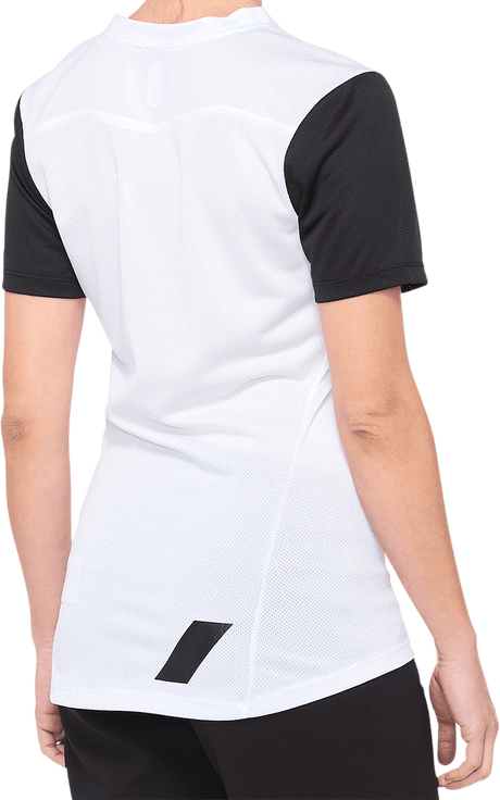 100% Women's Ridecamp Jersey - Short-Sleeve - White/Black - Small 40035-00010 - Electrek Moto