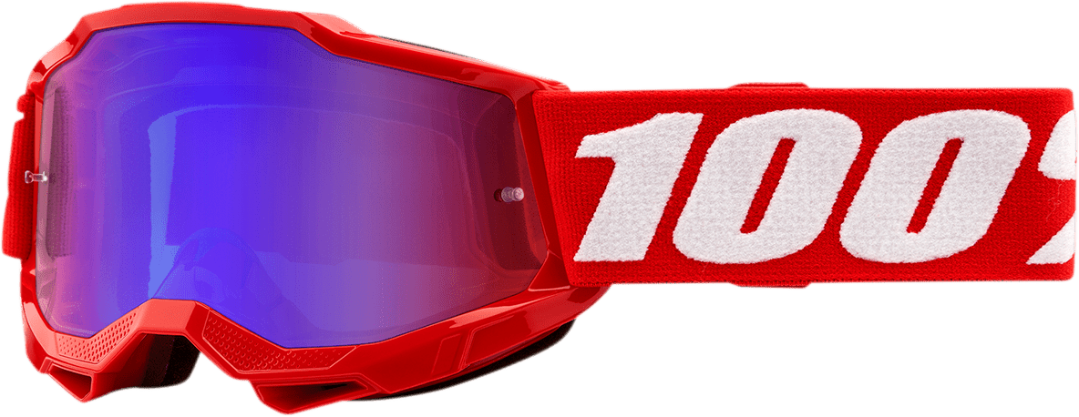 100% Youth Accuri 2 Goggles - Red - Red/Blue Mirror 50025-00002 - Electrek Moto