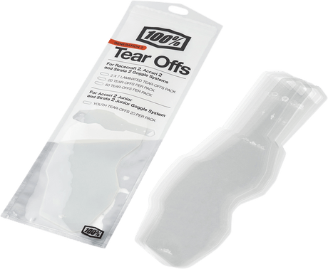 100% Youth Accuri 2/Strata 2 Tear-Offs - 20 Pack 59108-00001 - Electrek Moto