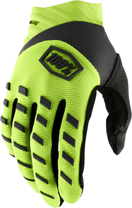 100% Youth Airmatic Gloves - Fluorescent Yellow/Black - Large 10001-00006 - Electrek Moto