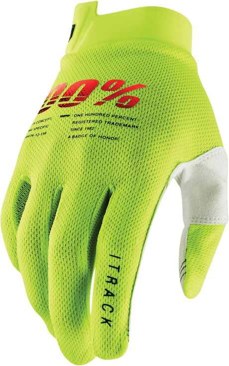 100% Youth I-Track Gloves - Fluo Yellow - Large 10009-00006 - Electrek Moto