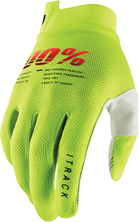 100% Youth I-Track Gloves - Fluo Yellow - Medium 10009-00005 - Electrek Moto