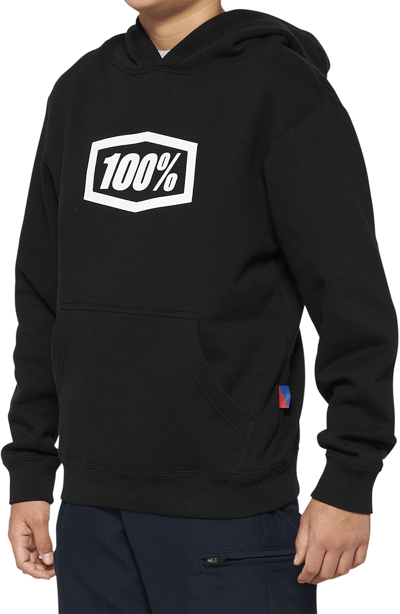 100% Youth Icon Hoodie - Black - Large 20030-00002 - Electrek Moto