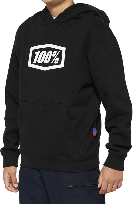 100% Youth Icon Hoodie - Black - Medium 20030-00001 - Electrek Moto