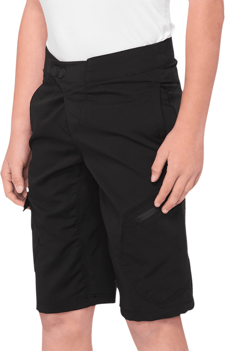 100% Youth Ridecamp Shorts - Black - US 26 40033-00002 - Electrek Moto