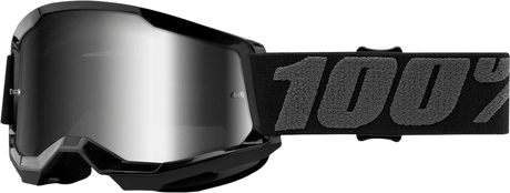100% Youth Strata 2 Goggles - Black - Silver Mirror 50032-00001 - Electrek Moto