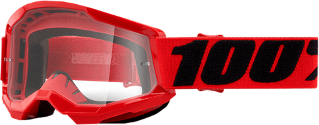 100% Youth Strata 2 Goggles - Red - Clear 50031-00004 - Electrek Moto