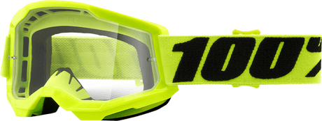 100% Youth Strata 2 Goggles - Yellow - Clear 50031-00003 - Electrek Moto