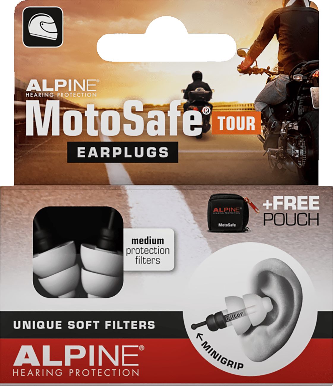 ALPINE HEARING PROTECTION MotoSafe Earplugs - Tour - 6 Pack 111.23.110 ...