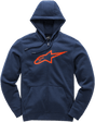 ALPINESTARS Ageless 2 Zip Hoodie - Navy/Red - Large 1038530527030L - Electrek Moto