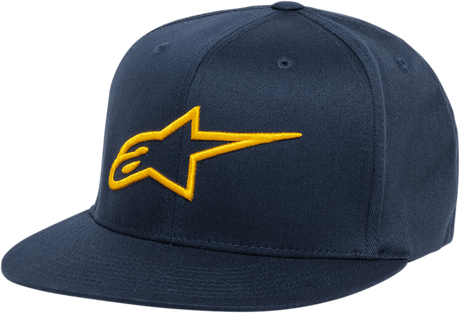 ALPINESTARS Ageless Flat Bill Hat - Navy/Gold - Small/Medium 1035810157059SM - Electrek Moto