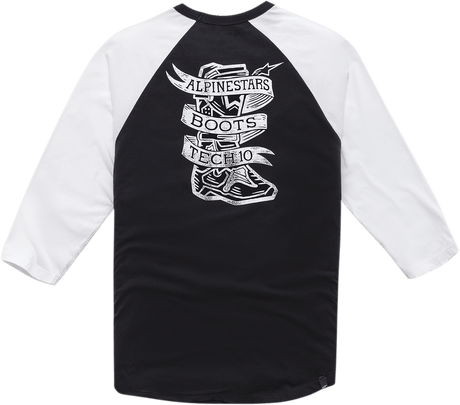 ALPINESTARS Booted Raglan T-Shirt - Black/White - 2XL 12107100410202X - Electrek Moto